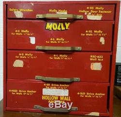 Vtg Molly Wall Anchors 4-Drawer Metal POS Store Cabinet, Storage Garage Man-Cave
