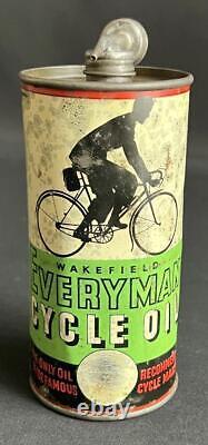 Wakefield Everymans Lubricating Cycle Oil Vintage Bicycle Garage Display Tin Can