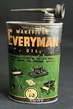 Wakefield Everymans Lubricating Vintage Cycle Bicycle Oil Can Garage Display Tin