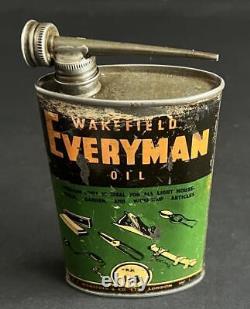 Wakefield Everymans Lubricating Vintage Cycle Bicycle Oil Can Garage Display Tin