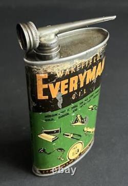 Wakefield Everymans Lubricating Vintage Cycle Bicycle Oil Can Garage Display Tin