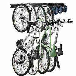 Wall Bike Rack Hanger Storage Garage Organizer, 8 Hooks and 3 Store 4 bicycles