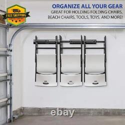 Wall Mounted Folding Chair Hanger and Organizer System Garage Wall Shelf