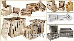 Wooden Boxes Crates Untreated White Natural Wood Lids Decor Store Practical Set