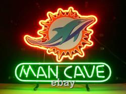 13x8 Man Cave Miami Dolphins Neon Beer Sign Light Lamp Bar Garage Store Hang