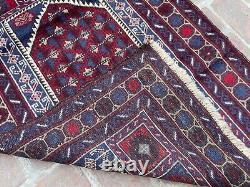 2.10x4.6 Tapis doux en laine tribale afghane fait main Baluchi antique en laine orientale