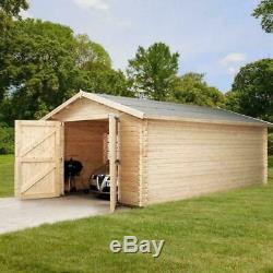 4,2 X 5.7m Bois Garage Log Cabin 34mm 44mm Revêtement Extérieur Magasin Déversement Roof