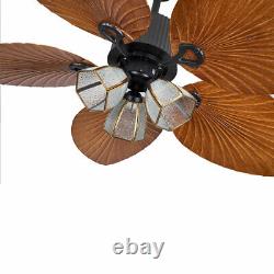 52 Ventilateur À Feuilles De Palmiers Rustique Edison Industrial Plafond Fan Light E273 Chaîne De Traction