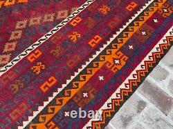 7.10x13.9 Tapis oriental ancien fait main en teintures végétales luxueux afghan turkmène