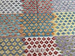 8.5x11.6 Tapis Afghan multicolore vibrant et charmant pour un bureau à domicile