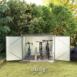 Abri de jardin en métal verrouillable pour vélos avec rangement pour outils, garage à 4 voies pour vélos.