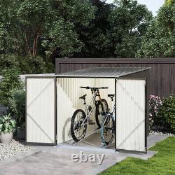 Abri de jardin verrouillable en métal pour bicyclettes avec rangement pour outils et garage pour 2 vélos