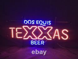 Affiche lumineuse au néon de la bière Dos Equis Texas pour magasin, grotte d'homme, pub, club, ou garage.