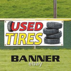 Bannière en vinyle pour la vente de pneus usagés dans un magasin de détail de pneus et garage