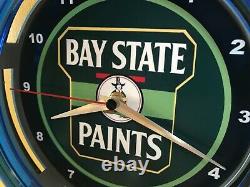 Bay State Paints Massachusetts Peintre Magasin Garage Bar Homme Cave Neon Clock Signe