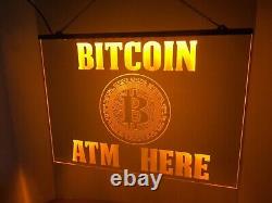Bitcoin Cryptomonnaie Atm Lighted Sign Garage Led, Salle De Jeu, Magasin 12x16