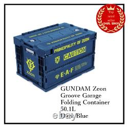 Boîte à outils GUNDAM Zeon Groove Garage Conteneur de rangement pliable en forme de caisse 50.1L bleu foncé