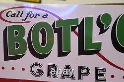 Botl'o Grape Soda Pop Embossed Metal Sign General Store Gas Oil Garage Diner 66