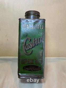 Caddie de quart d'huile de boîte de vitesses de moteur Castrol Wakefield Vintage Tin Can de garage automobile