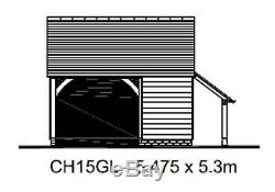Chi5gl Traditionnel Chêne Framed Garage Bâtiment / Panier Lodge Kit 1.5-bay / Log Magasin