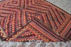 Couleurs de rouille Tapisserie géométrique bohème en laine faite à la main de style turkmène, 6x8