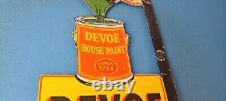 Enseigne en porcelaine Vintage Devoe House Paints pour magasin de quincaillerie et station-service de pompe à essence