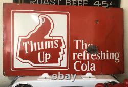 Enseigne en porcelaine vintage Thums Up Soda Cola Gas Oil Garage General Store
