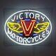 Enseigne Lumineuse Victory Motorcycle 19x15 Pour Bar, Pub, Garage, Magasin De Décoration Murale