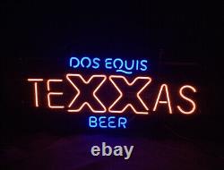 Enseigne lumineuse en néon 24 Dos Equis Texas Beer pour magasin, cave d'homme, pub, club, garage.