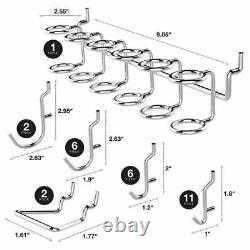 Ensemble de rangement pour crochets de panneau perforé pour outils de garage organisant des outils de rangement