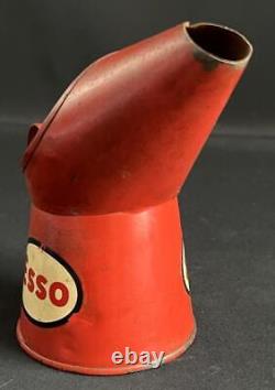 Esso Demi-Pinte Vintage Huilier en Fer Blanc pour Garage Station-Service Affichage de Carburant