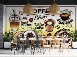 Fond d'écran mural en 3D pour Café Store - Autocollant mural 304