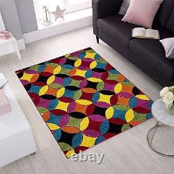 Grand tapis multicolore géométrique à poils doux antidérapant de pile moderne de spectre