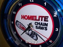 Homelite Chainsaw Lumberjack Paysager Garage Boutique Homme Cave Neon Clock Signe