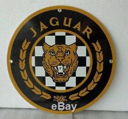 Jaguar Porcelaine Coated Ronde Signe Métal Accueil Boutique Magasin Garage Décor 11,75