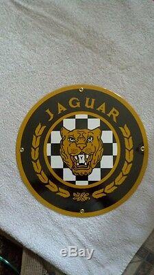 Jaguar Porcelaine Coated Ronde Signe Métal Accueil Boutique Magasin Garage Décor 11,75
