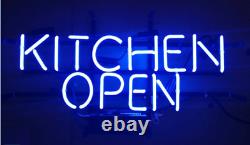 Kitchen Open Blue Neon Lamp Sign 14x8 Bar Lighting Garage Cave Store Artwork