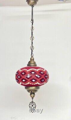 Lampe suspendue en mosaïque de verre marocaine et turque de grande taille pour plafond, lustre