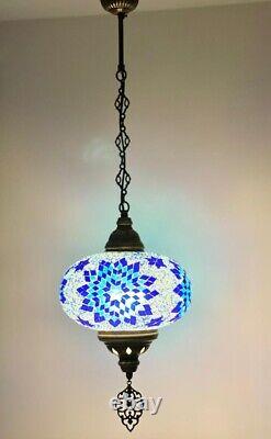 Lampe suspendue en mosaïque de verre turco-marocaine de grande taille