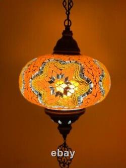 Lampe suspendue en mosaïque de verre turque marocaine de grande taille