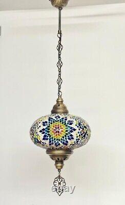 Lustre suspendu en verre mosaïque turco-marocain de grande taille