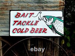 Main Painte Bait Tackle Cold Beer Magasin De Pêche Boutique Bateau Marina Lake Sign Art