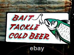 Main Painte Bait Tackle Cold Beer Magasin De Pêche Boutique Bateau Marina Lake Sign Art