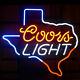 New Coors Light Texas Néon 17x14 Bière Lampes En Verre Magasin Garage Affichage