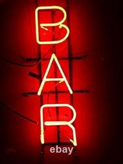 Nouveau Red Bar Store Neon Lamp Sign 20x8 Light Real Glass Garage Pub Shop