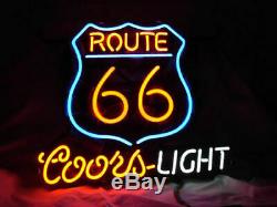 Nouvelle Route 66 Coors Light Neon Sign 17x14 Verre À Bière Light Store Garage Affichage