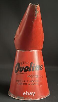 Ovoline Vintage Quart Motor Oil Pourer Jug Tin Can Garage Advertising Display 	<br/> <br/>	Translation: Ovoline Vintage Quart Bidon de Graissage d'Huile pour Moteur Affichage Publicitaire de Garage