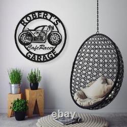 Panneaux de signalisation personnalisés Café Racer Décor d'art mural personnalisé Moto nommée Art de moto