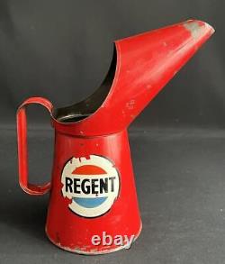 Pichet en verre vintage pour l'huile de voiture Regent avec bec verseur, mesure publicitaire pour garage