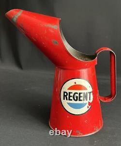 Pichet en verre vintage pour l'huile de voiture Regent avec bec verseur, mesure publicitaire pour garage